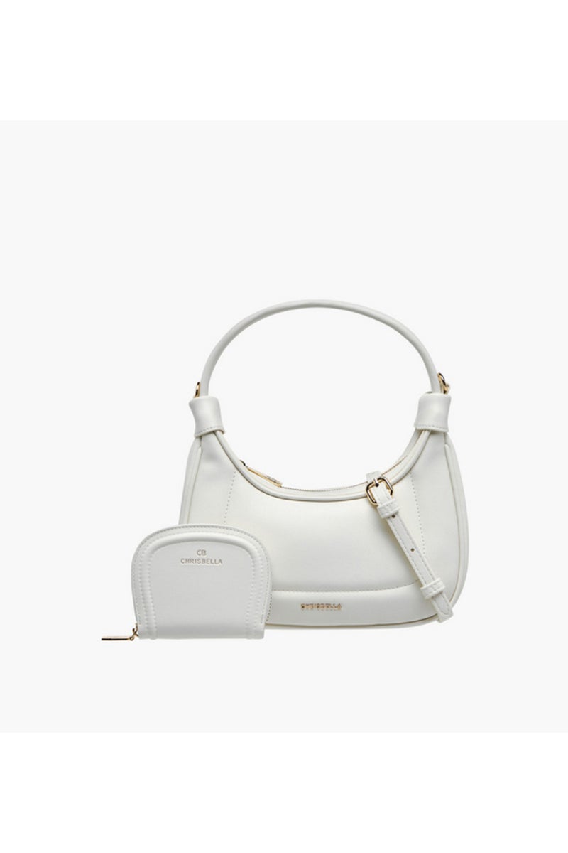 Textured Shoulder Bag with Zip Around Wallet